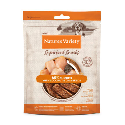 nature's variety superfood snacks frango com coco e sementes de chia 85gr