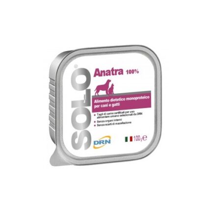 DRN SOLO PATO 100GR WEPET ALIMENTO HUMIDO MONOPROTEICO CÃO E GATO